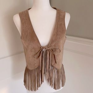 suede vest with fringe